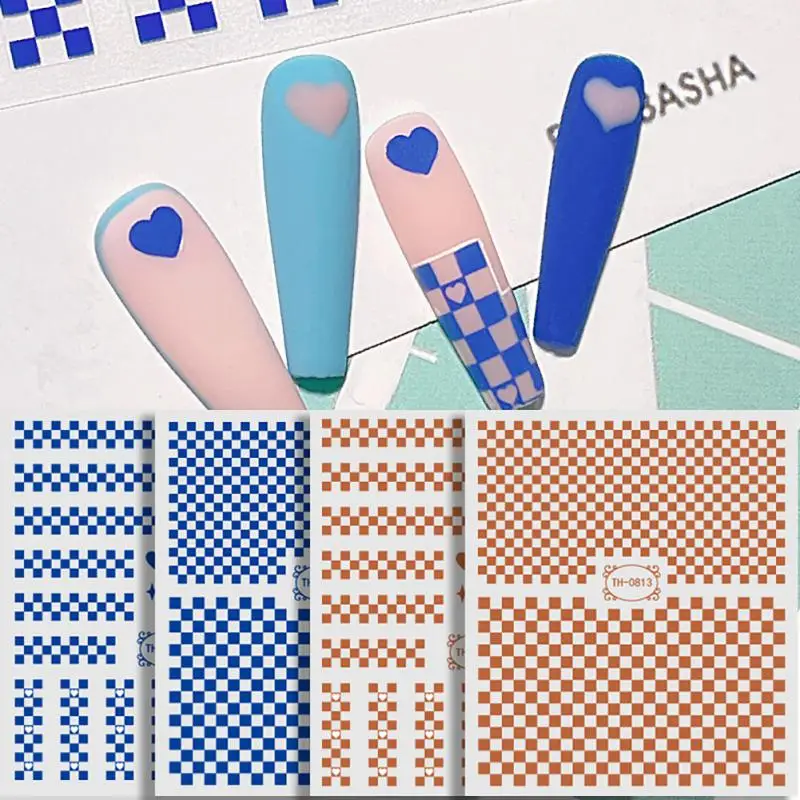 

Nail Stickers Lattice Nail Foil Checkerboard Bear Smiley Self-adhesive High Quality Nail Stickers Nail Art Decoration