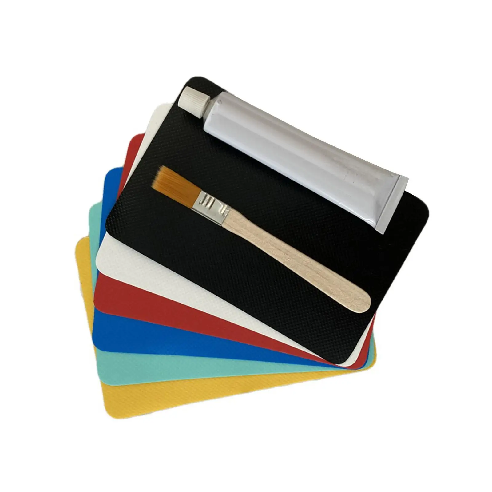 

6 Pieces PVC Repair Patches Waterproof Kayak Patches with Brush and Glue Boat Repair Patch for Rubber Boat Swimming Pool Dinghy