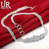 urpretty 925 sterling silver small smooth bead ball grapes necklace 18 inches chain woman wedding engagement fashion jewelry