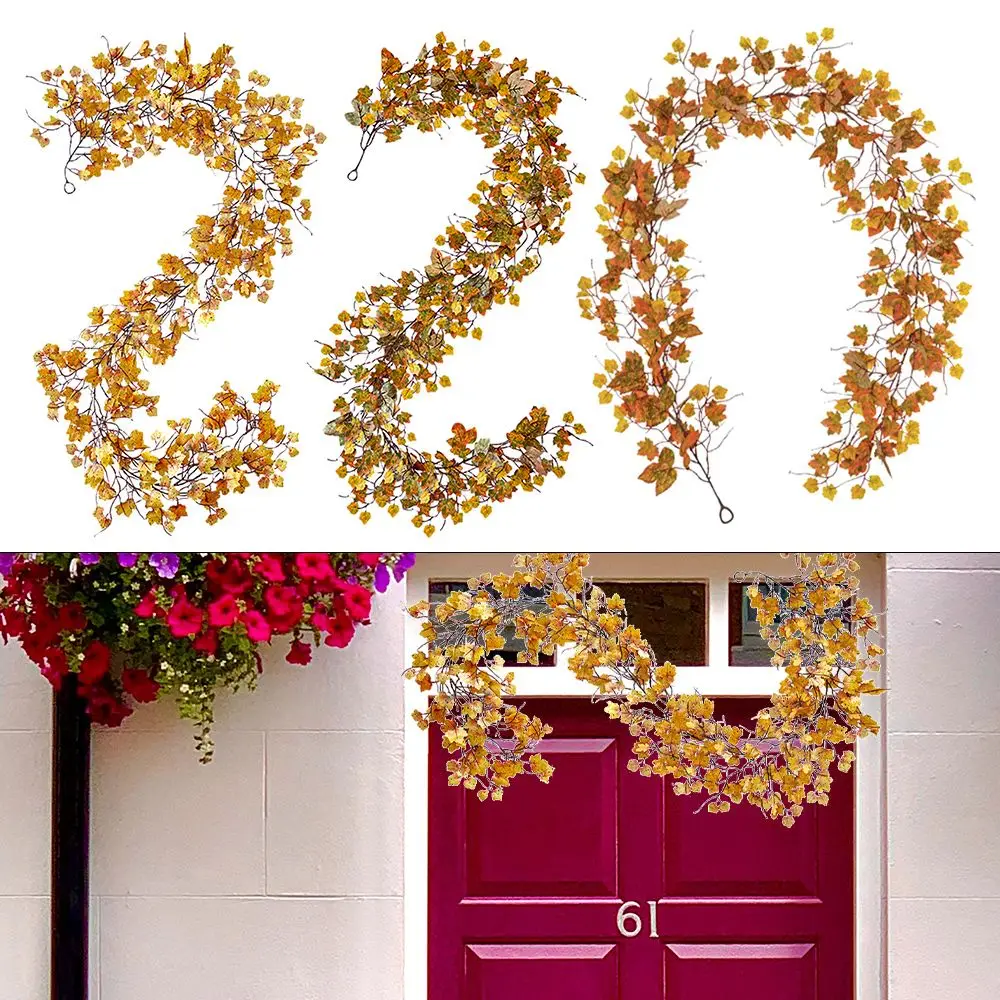 

Artificial Maple Leaf Garland Wall Hanging Fake Foliage String Tree Rattan Home Garden Spring Autumn Decor For Living Room