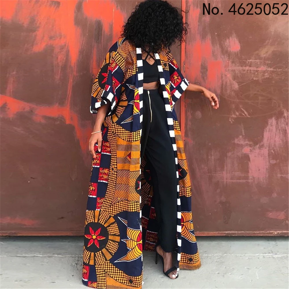 

African Ethnic Vintage Floral Print Dashiki Cardigan Women Autumn Outwear Red Plus Size Clothes Lace Up Boho Streetwear Trench