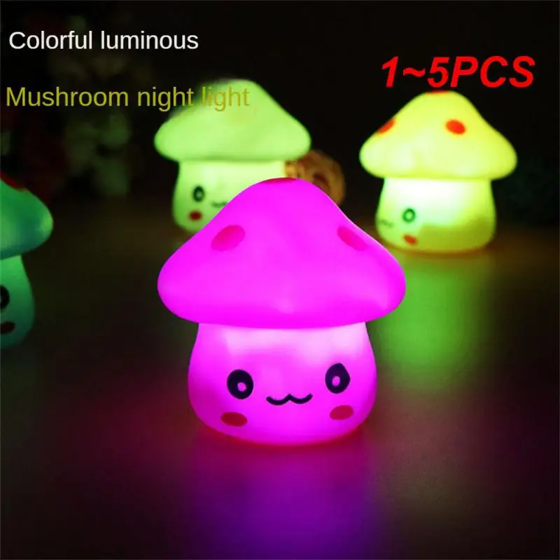 

1~5PCS Cute LED Mushroom Lamp Party Lights Mini Soft Baby Child Sleeping Nightlight Novelty Luminous Toy Gift Lights for