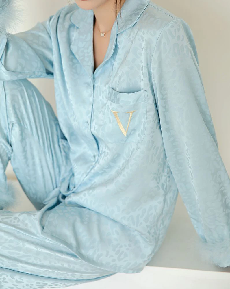 Роскошный пижамный костюм с длинными рукавами и перьями брючный свадебная