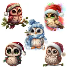 M415 Merry Christmas Owl Wall Sticker Removable Home Decoration Decals for Bedroom Kitchen Living Room Walls Decor