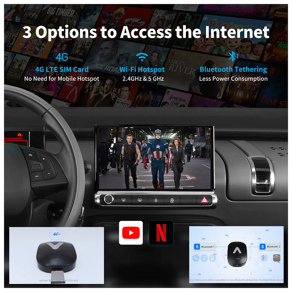 Смарт-Автомагнитола ATOTO стерео-система на Android с кольцом ИИ-ТВ-приставкой для Carplay