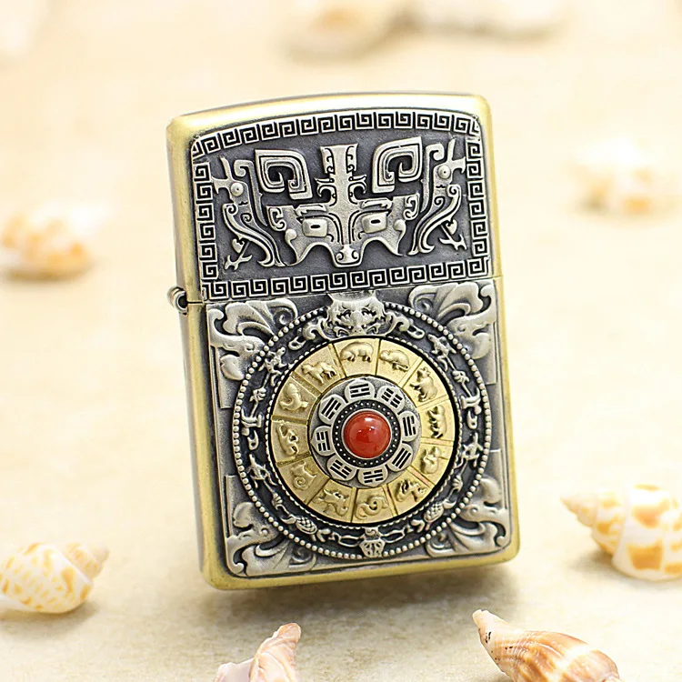 

Genuine Zippo Lucky animal compass oil lighter copper windproof cigarette Kerosene lighters Gift with anti-counterfeiting code