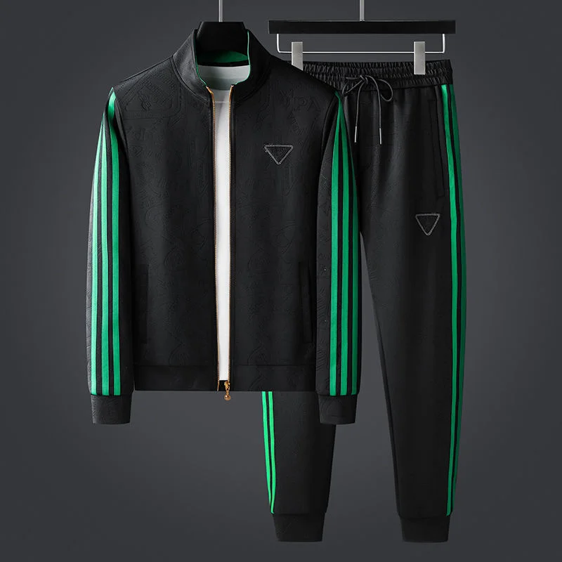

Роскошная брендовая мужская одежда, Европейская мода, индивидуальная повседневная спортивная одежда, костюм из двух предметов для мужчин
