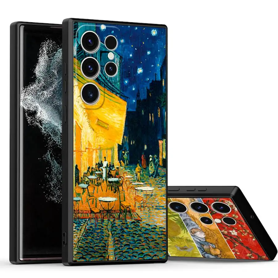 Фото Черный мягкий чехол для телефона Van Gogh Sunflowers для Samsung Galaxy S23 Ultra S20 S24 Plus S25 Edge S21 FE №3