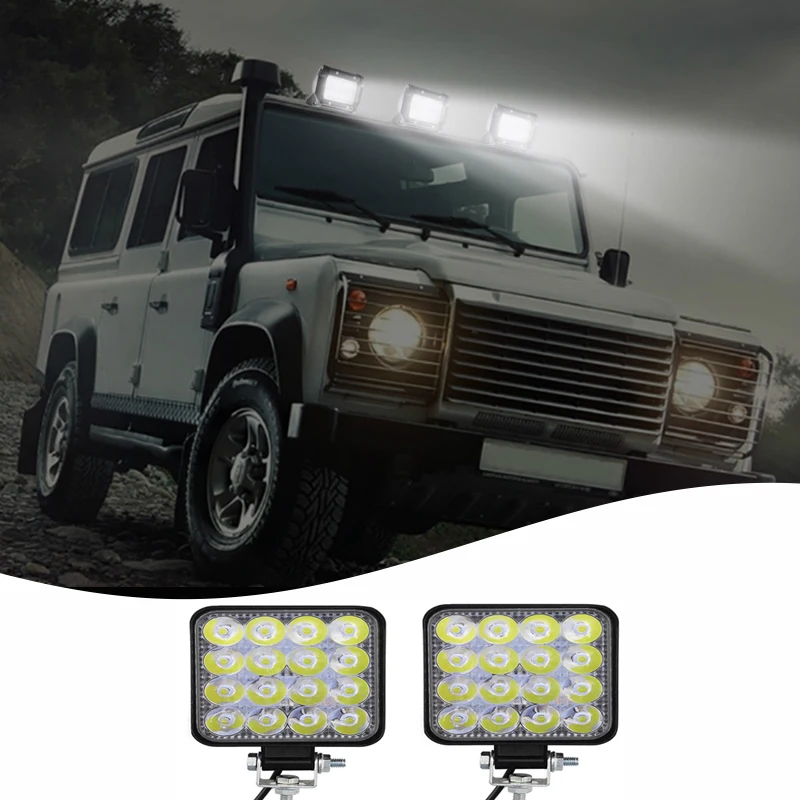 

2Pcs 48W Mini Offroad LED Bar 12V 24V Square LED Work Light For Car Truck Boat Atv 4x4 Tractor 48W 16LED Spotlight LED Light Bar