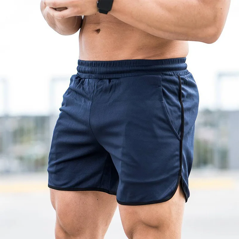 

Men Sports Shorts Summer Fashion Straight Patchwork Pocket Beach Shorts Men Split Mid-Waist Fitness Running Workout Shorts