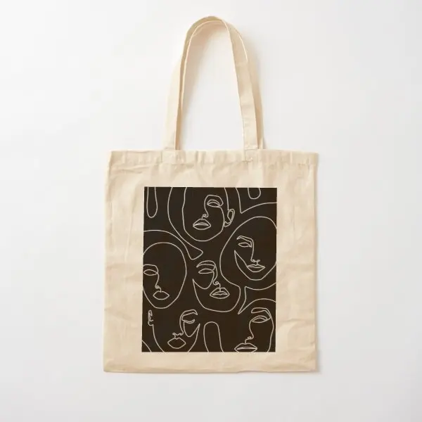 

Faces In Dark Cotton Canvas Bag Unisex Grocery Handbag Foldable Shoulder Bag Tote Casual Travel Fashion Reusable Designer