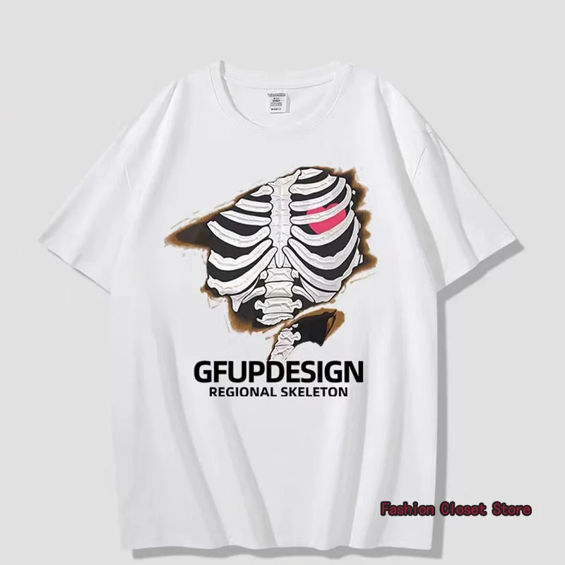 Популярные товары 2022 Мужская футболка с принтом скелета уличные Простые Модные