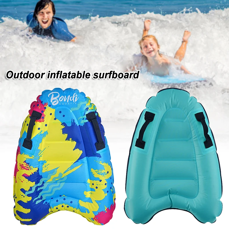 

Inflatable Surf Body Board with Handles Lightweight Swimming Floating Surfboard Aid Mat Learn to Swim Beach Safety JS22