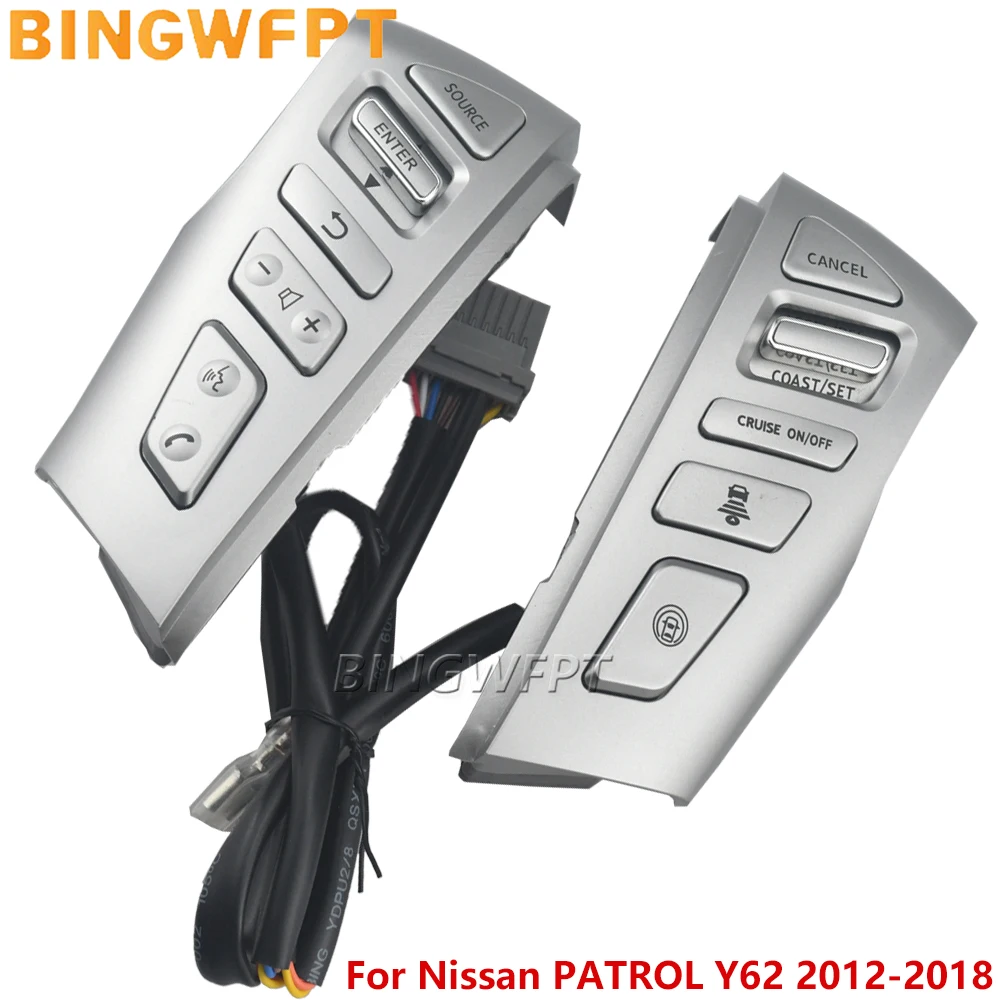 

Кнопки управления на руль автомобиля, кнопки переключения громкости круиз-сигнала для Nissan патруль Y62 2012-2018, переключатели звука телефона с подсветкой