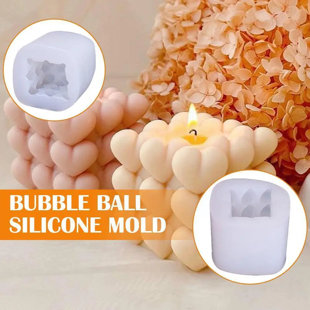 

Silicone Mould DIY Love Bubble Ball Silicone Candle Heart-shaped Soap Valentine Tray Mold Day Cake Mold Ice Aroma L9X0