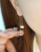 long tassel flower pearl drop earrings