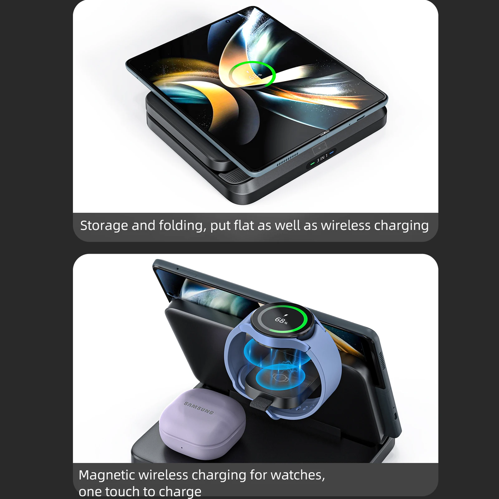 Настольная Беспроводная подставка для Samsung Galaxy Z Fold 5 4 3 S23 Ultra S22 Note 20 10 Plus Watch Buds 2 Pro