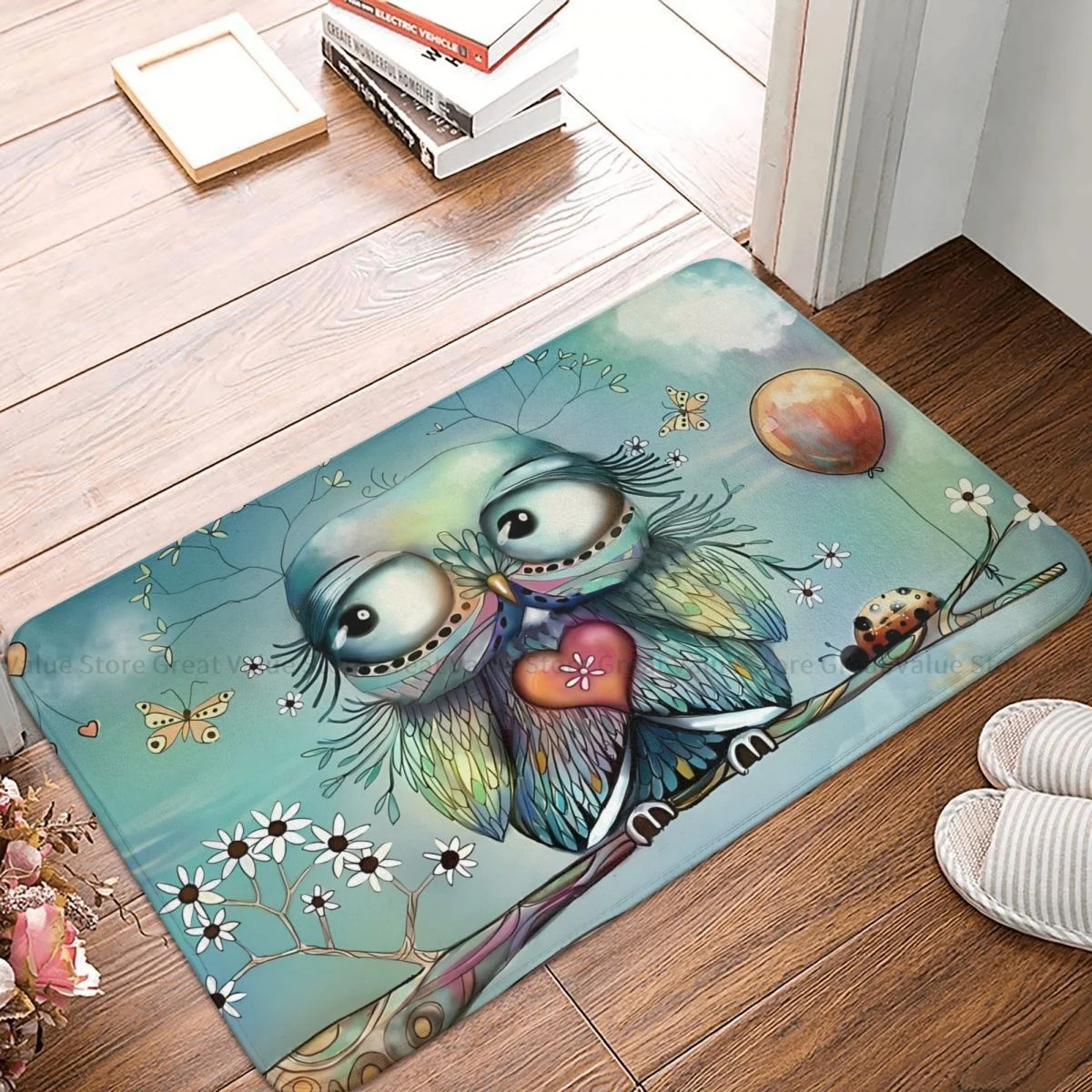 

Birds Animals Non-slip Doormat Living Room Mat Little Wood Owl Floor Carpet Welcome Rug Home Decor