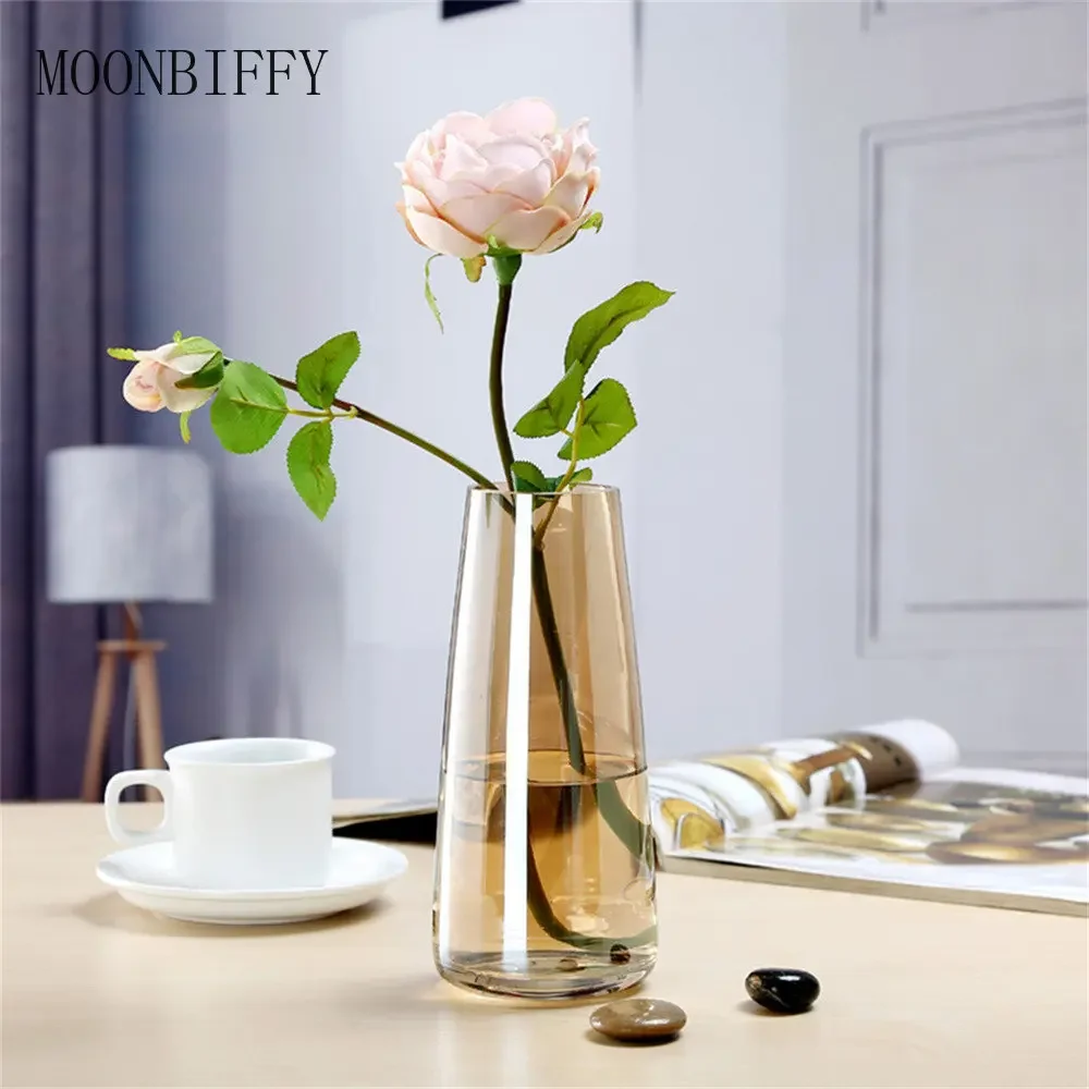 Высокая прозрачная ваза коричневые вазы из янтарного стекла высокие серые