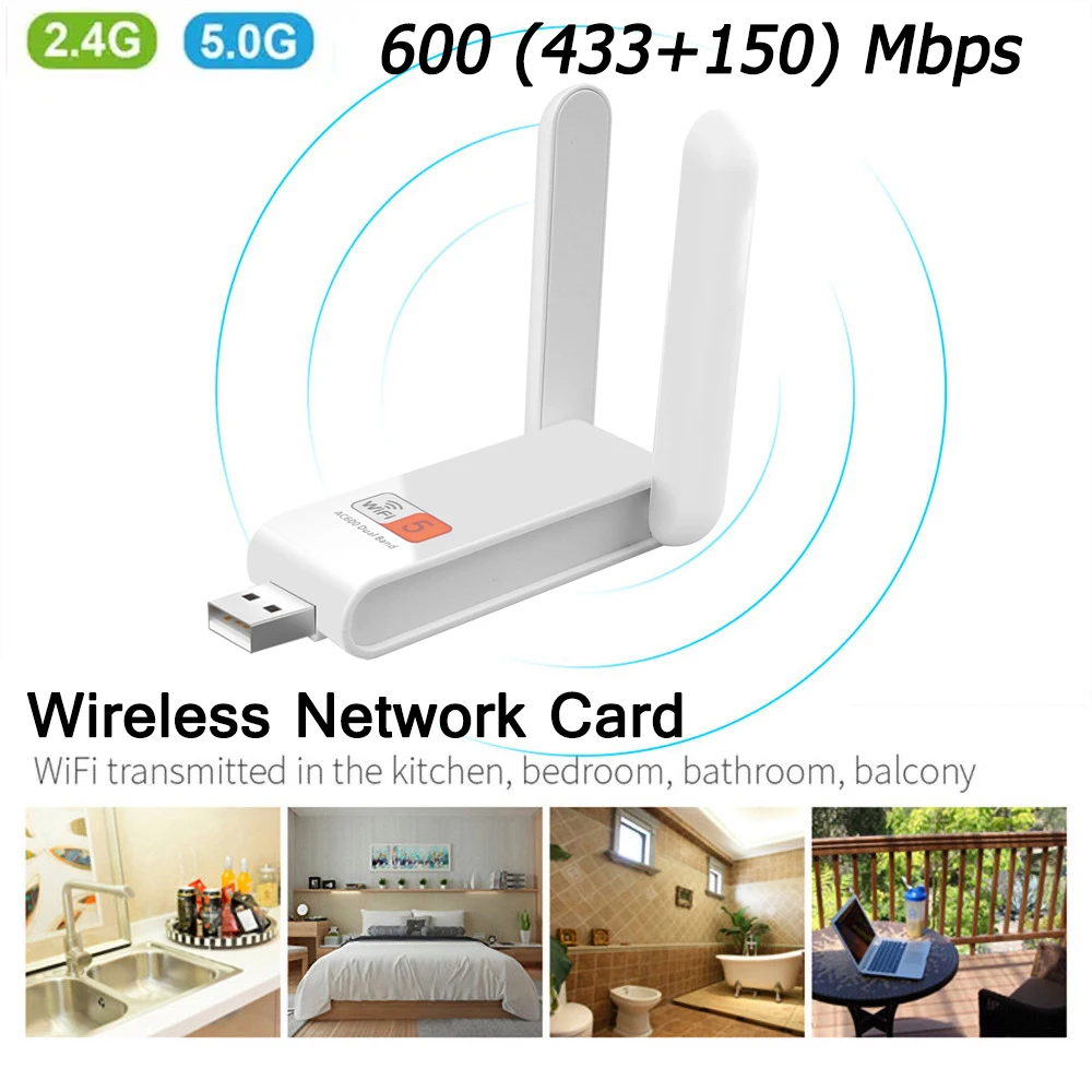 

600Mbps Wi-fi adapter USB Dual-band Wireless network cards Repeater Router Signal Receiving Transmitter 802.11ac wifi for laptop