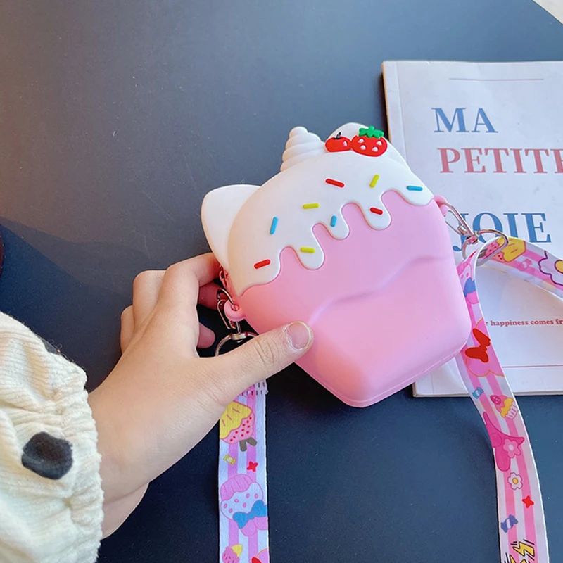 Новая детская силиконовая сумка-мессенджер с милым мороженым мультяшным