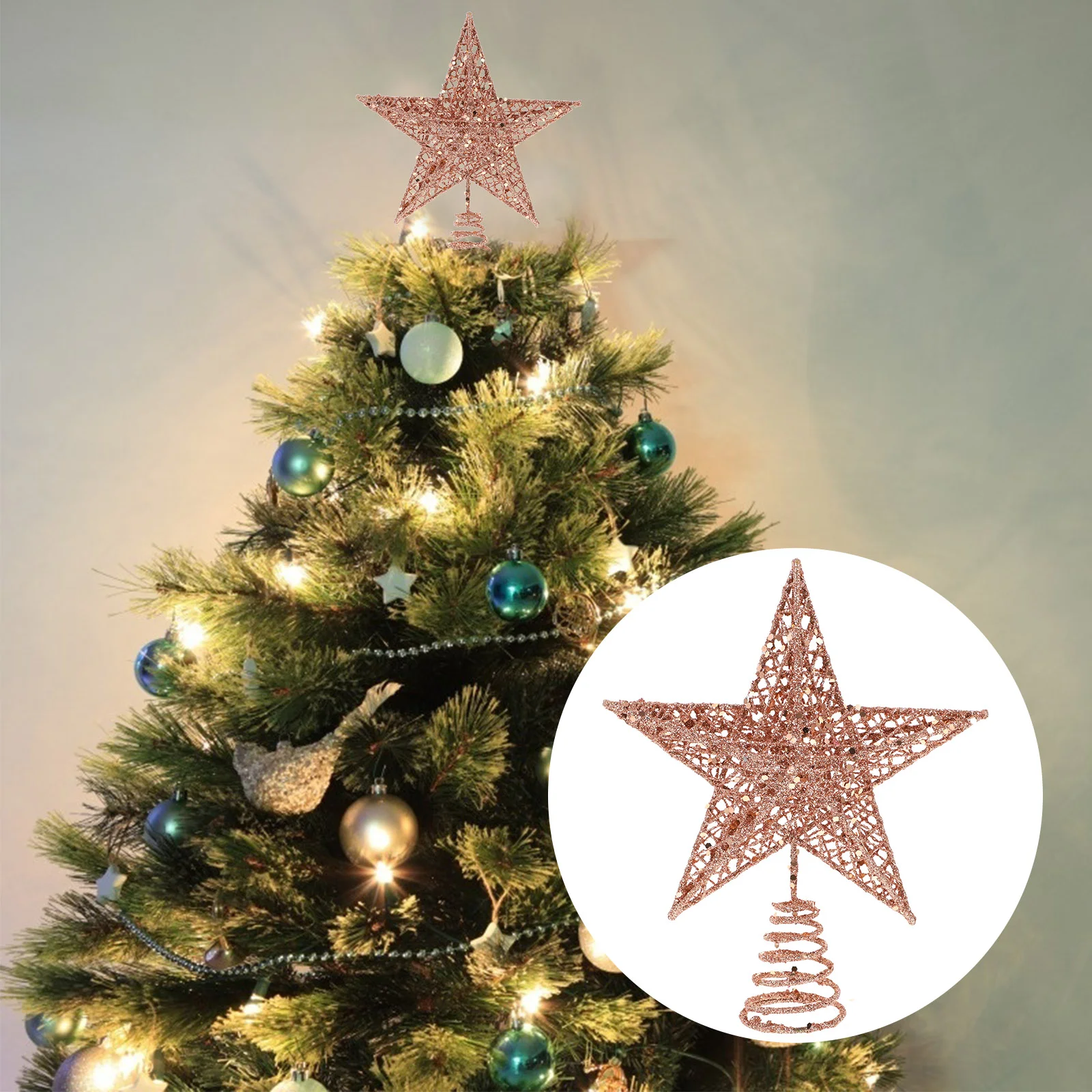 

Star Tree Topper Glitter Metal Star Treetop Decor For Festival Christmas Tree Ornament Holiday Xmas Party Home Decor 20cm