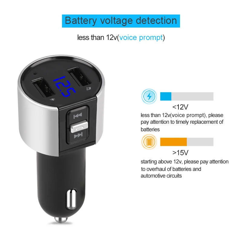 Bluetooth Wireless USB Car Charger With Voltage display 3.4A Fast Charging Phone Adapter For iPhone Huawei Accessories |