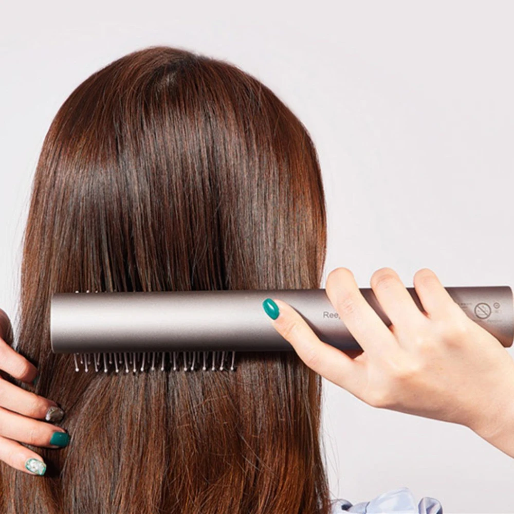 Reepro Blowing Comb Negative Ion Blower Roll Straight Multifunctional Comb Straight Hair Inside Button Modeling Comb
