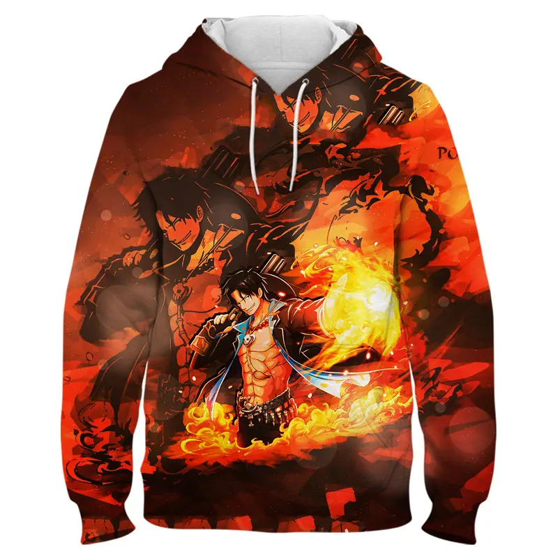 

Men's Sweatshirt With Hood Cartoon Anime Bandai 3D Print Women Oversized Hoodies One Piece Luffy Children Clothes Tops