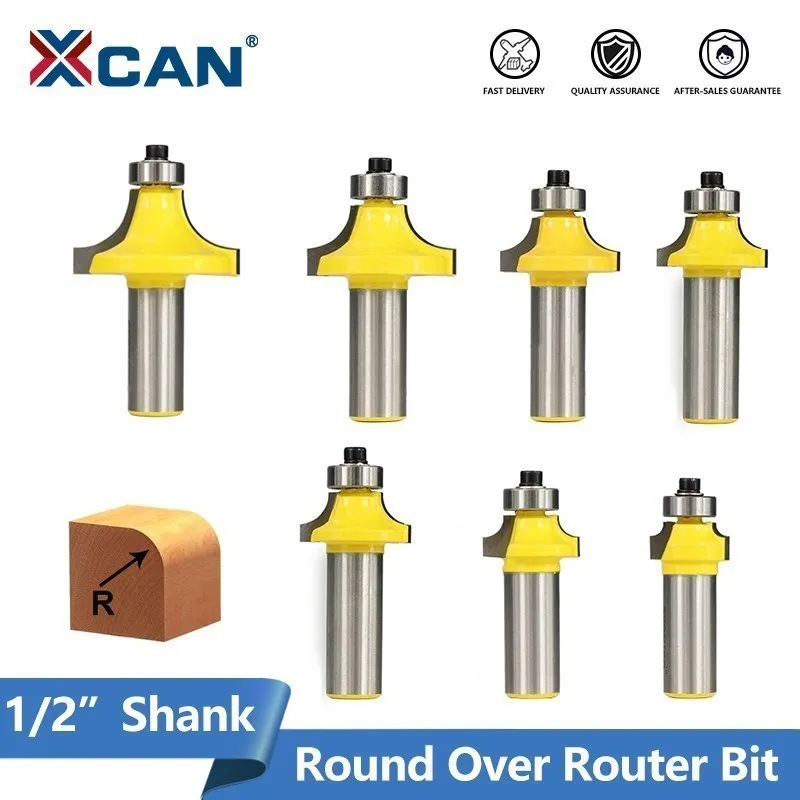 

XCAN Milling Cutter 1/2'' Shank Corner Round Over Edging Router Bit for Woodworking Tool R1/2 7/16 3/8 5/16 3/16 1/8