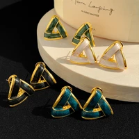 green versatile earrings feminine design love earrings unique fashion triangle stud earrings fashion acrylic luxury jewelry