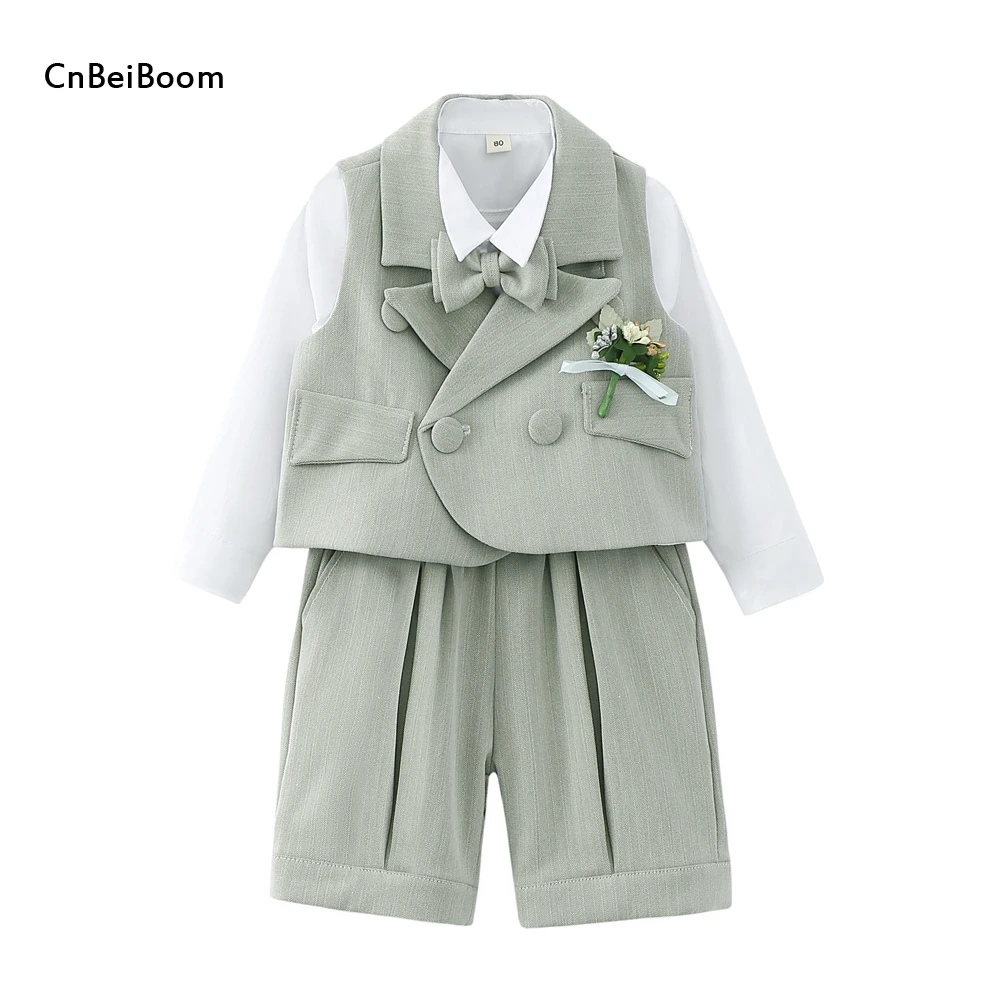 

Children Suit 2023 Gentleman Boys Vest Tuxedo shorts Sets Kids Formal Wedding Party Outfits Boys Birthday Elegant Clothes set