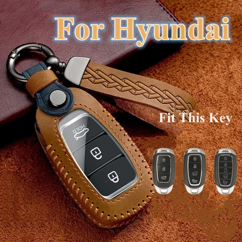 

Кожаный чехол для автомобильных ключей, верхний слой для Hyundai I30 I40 Ix35 KONA Solaris greatig Accent Santa Fe Palisade 2017 2018 2019