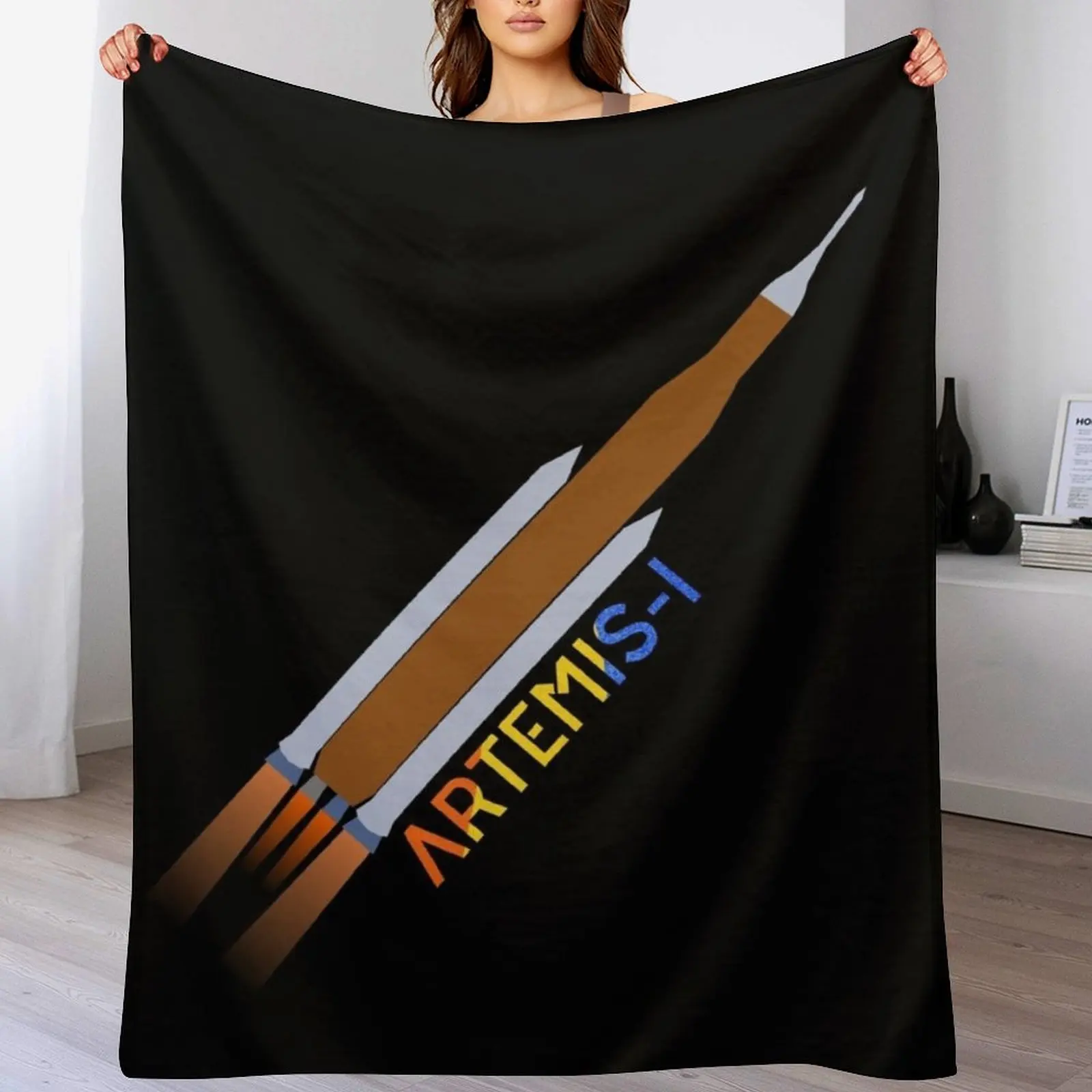 Artemis / 1 SLS - The Moon Rocket (Black Edition) Плед Одеяло Shaggy Luxury St Heavy to Sleep Одеяла