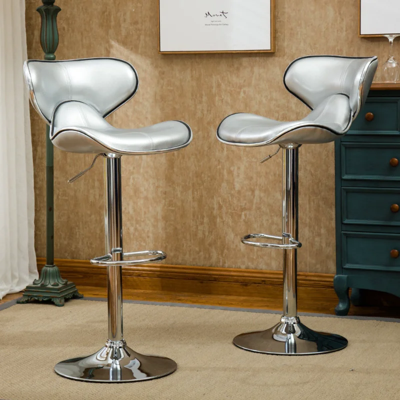 

Masaccio Bar Stool with Adjustable Height & 360-Degree Swivel, Silver, Set of 2 Bar Stools Chair