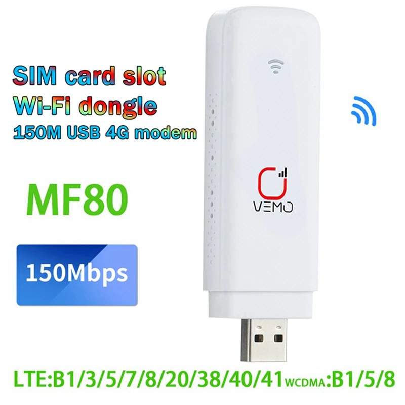 

USB Wi-Fi-модем MF80, 150 Мбит/с, слот для SIM-карты, 4G