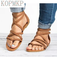 new 2022 gladiator bohemian sandals womens flat sandals summer beach shoes fashion black female shoes size 35 43 kopmkp