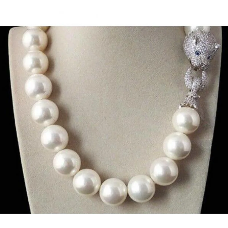 

Tremendous Big Sweater chain Beautiful NEW Huge 14mm Genuine White blue South Sea Shell Pearl Nelace jewelry Wonderful