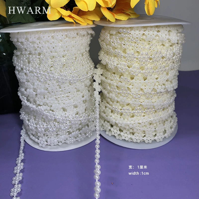 

Snowflake Connection Bead Lace Ribbon Merry Christmas Wedding Decoraiton DIY Imitation Pearl Plastic Resin Clothing Accessories