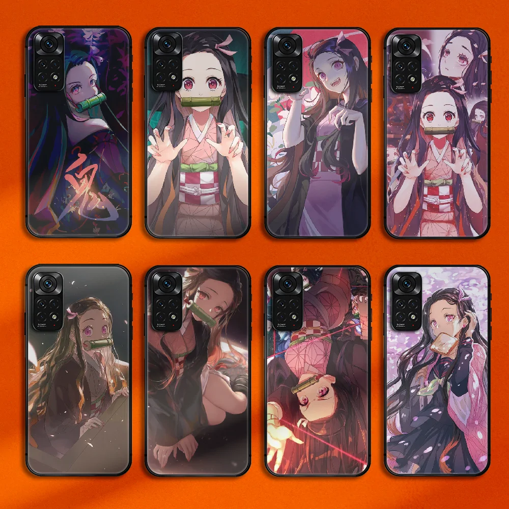 

Nezuko Kamado Demon Slayer Phone Case Cover For Xiaomi Redmi Note 7 8 9 10 11 12 A C T S Ultra Pro Plus Turbo TPU Soft Black