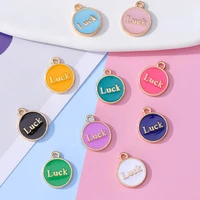 1214mm 20pcs lucky charm pendant for necklace bracelet keychain earring making enamel alloy round jewelry accessories wholesale