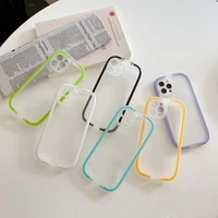 clear 2 in 1 stand holder transparent candy color phone cases cover for iphone 11 12 pro max xr xs x 13 pro max 7 8 plus case