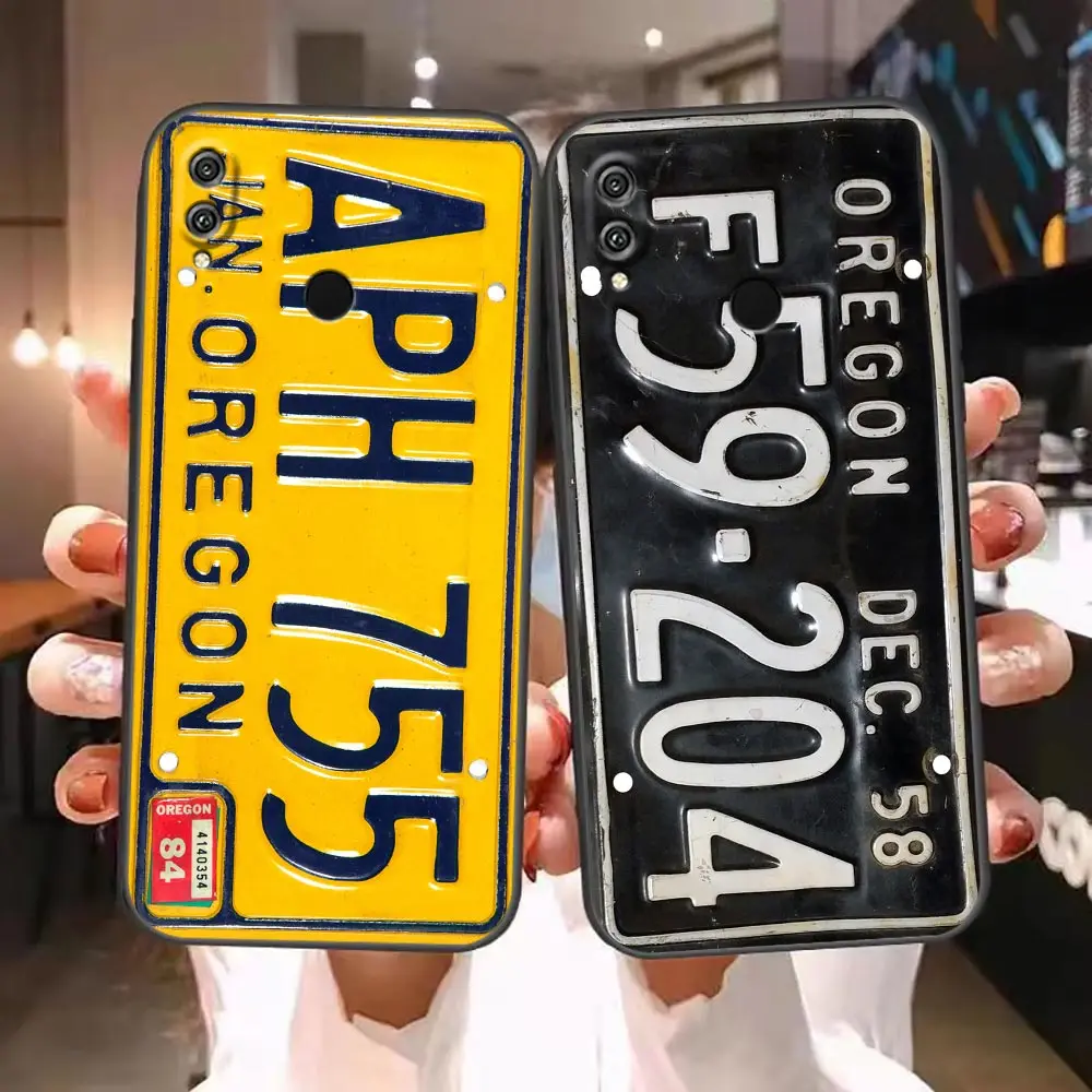 Case For HUAWEI Honor 9X 9 8 8X Max 80 70 60 50 30 20 10 10I NOTE 10 Lite Pro Case Funda Shell Vintage Car License Plate Numbers