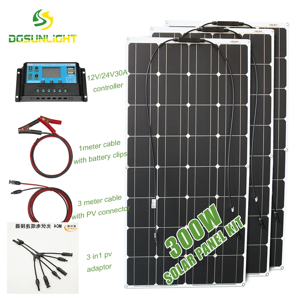 

Factory direct supply 300w PET etfe mono flexible solar panel kit for camping