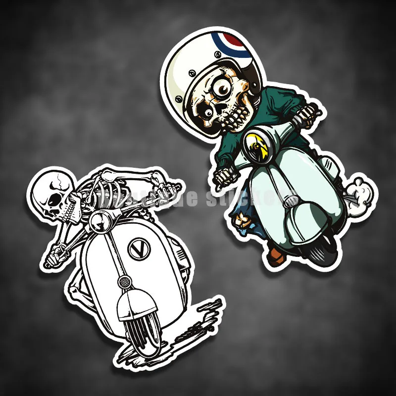 

Italy Creative Skull Piaggio Car Stickers Motorcycle Stickers Waterproof Reflective Decals Car Decoration Accessories Decals