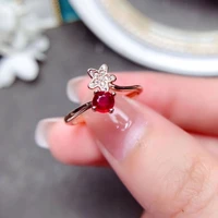 meibapj 4mm small natural ruby gemstone fashion starfish ring for women real 925 sterling silver fine wedding jewelry