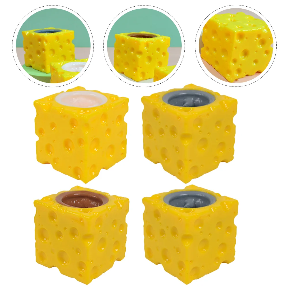 

4 Pcs Little Mouse Present Kids Fake Cheese Office Interesting Party Pranking Toys Children's Fashion Fidgets Rat Vent Ball