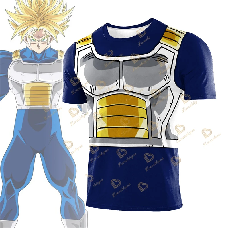 Anime 3D Printed Running T Shirts Compression Shirts Fitness Quick Dry Short Sleeve Tshirt Vegeta Cosplay Costume Tops Clothing