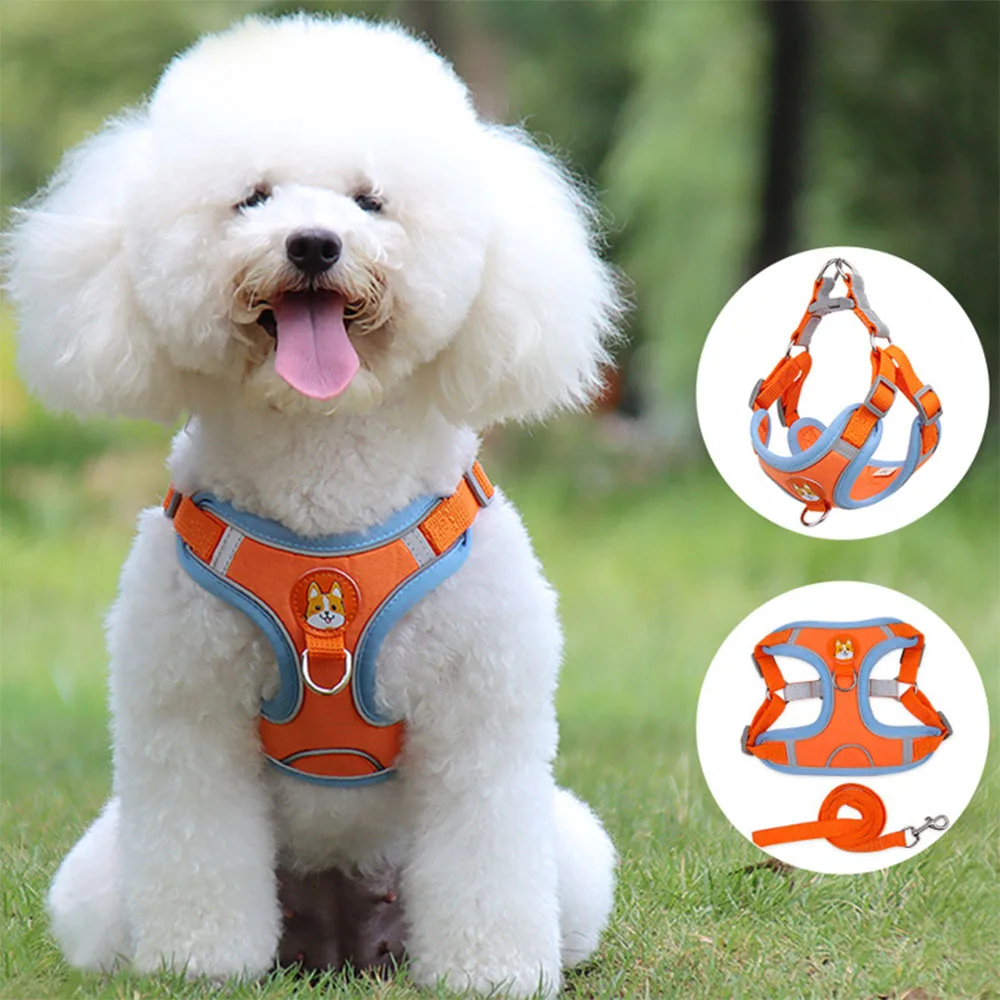 

Small Dog Harness Vest Puppy Harness Reflective cat dog chest strap Suede harness for a Small dog Walking Lead Leash