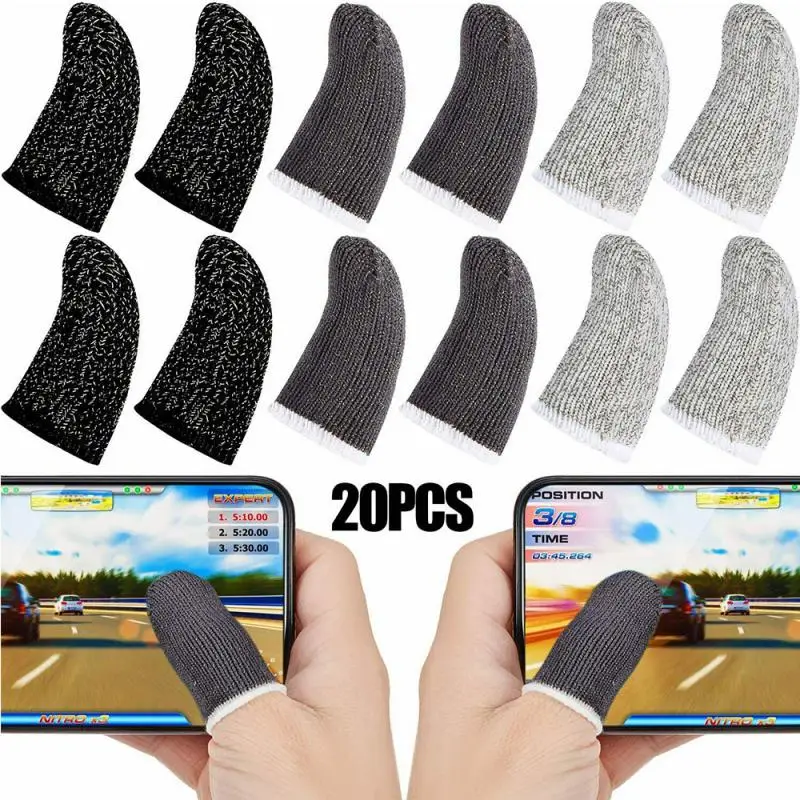 

Hot 20pcs Fingertips Cover For Game Breathable Finger Sleeve For PUBG Touch Phone Gaming Thumb Gloves Sensitive Mobile Touch